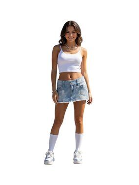 Insight 51 Micro Mini Skirt Blue Size XL NWT Y2K